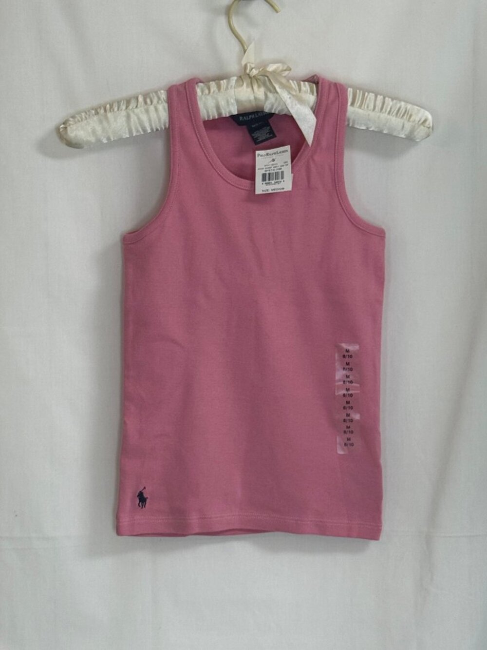 NWT Ralph Lauren Girl's 100% Cotton Stretchable Tank Top - Mystic Pink - Medium